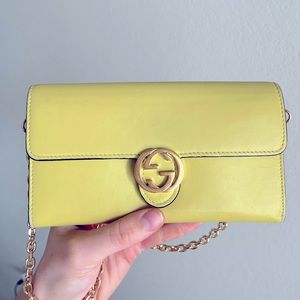 Gucci Dollar Leather Interlocking G Logo Continental Wallet on chain